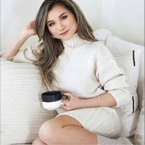 Express X You Metallic Turtleneck Sweater Dress